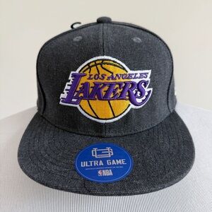 LA Los Angeles Lakers Snapback Hat Cap Mens Gray Yellow Purple NBA Fan Gear New